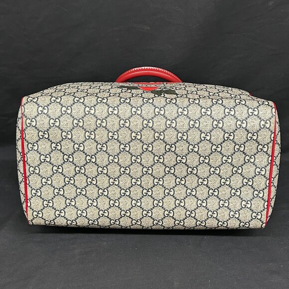 Gucci Boston Joy Tattoo Print Red w/ Blue GG Plus Handbag Bag Purse 189895 - Picture 5 of 16